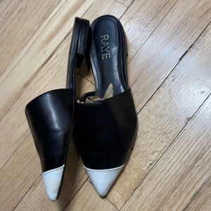 RAYE Black and White Pointed Mules